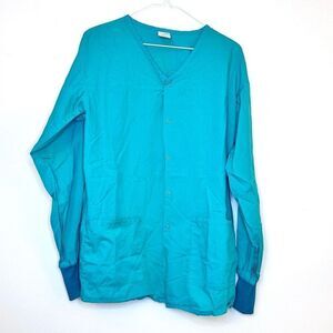 Standard Textile V-Neck long Sleeve Classic Warm-Up Scrub Jacket Jade Medium